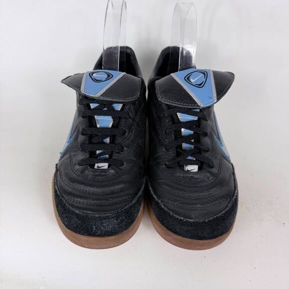 Nike Volant IC Indoor Soccer Sneakers Women's 8 Black Blue Leather Low Top - Picture 4 of 10